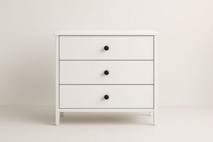 Cassettiera in Legno con Tre Cassetti Bianca 78x46x78 cm