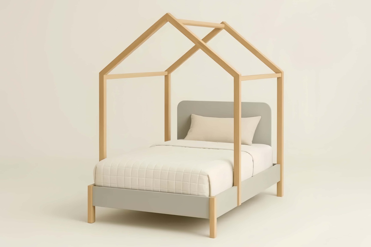 Lit Enfant Cabane Bois et MDF Gris