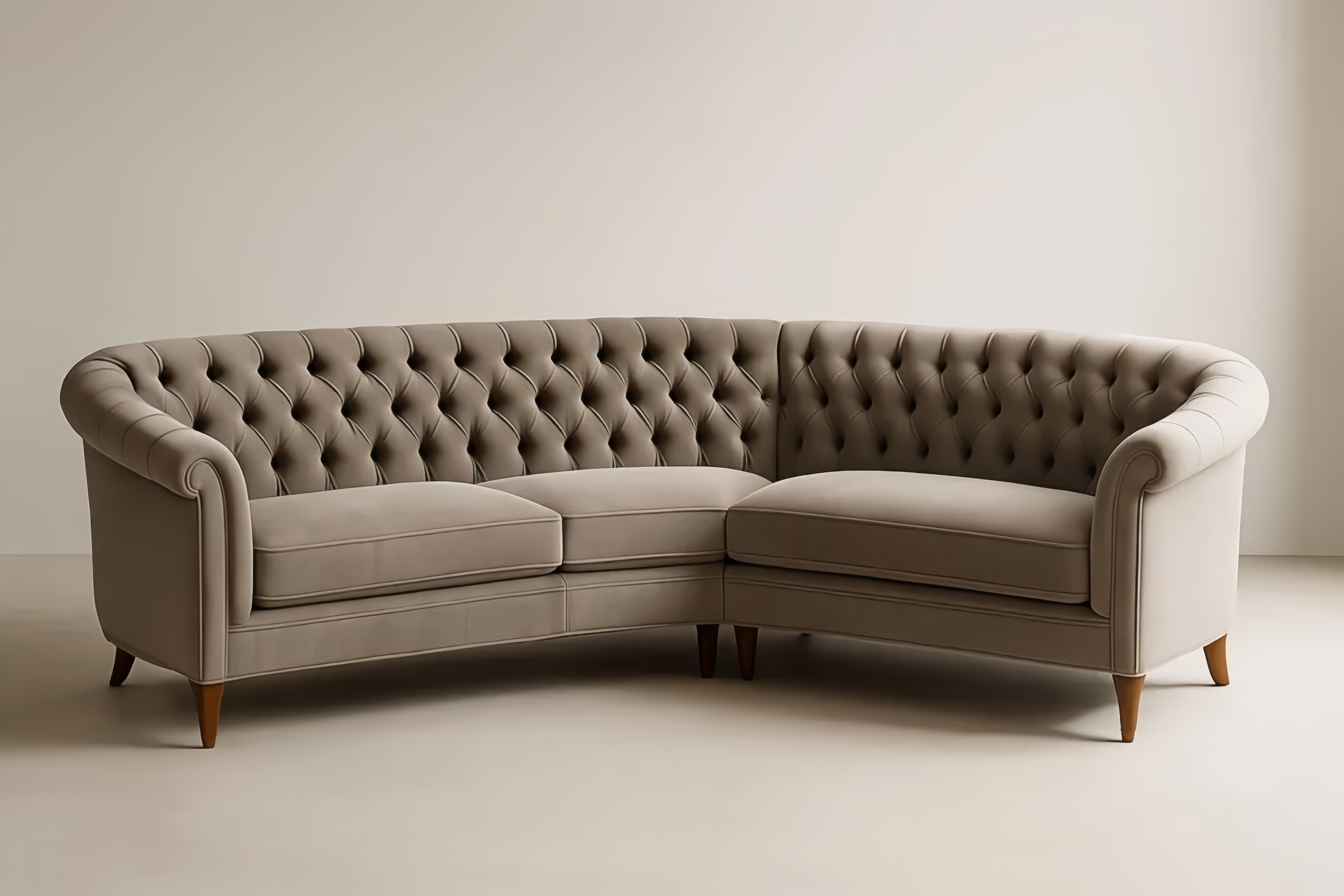 Canapé d'angle en velours taupe