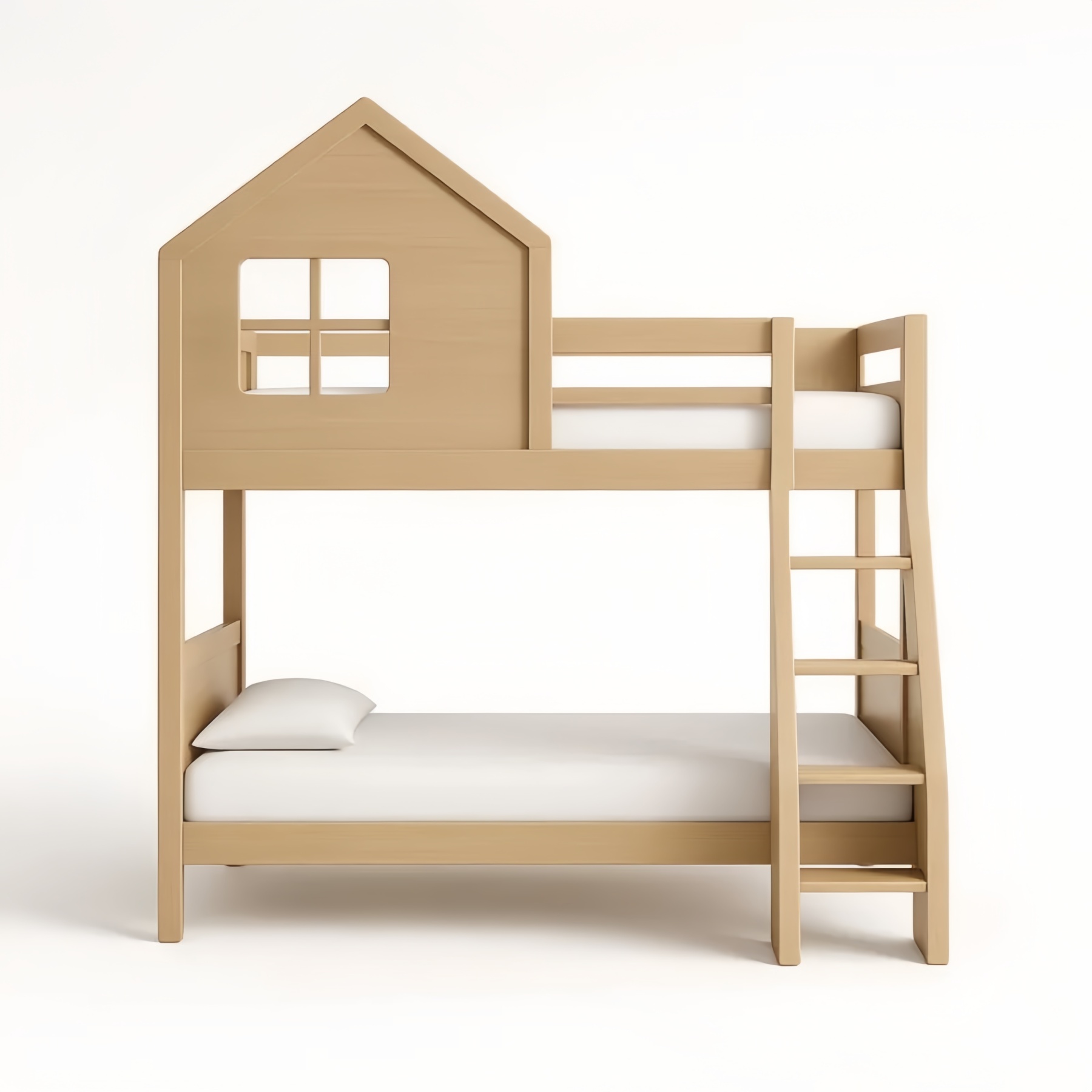 Lit superposé en bois avec échelle et design maison