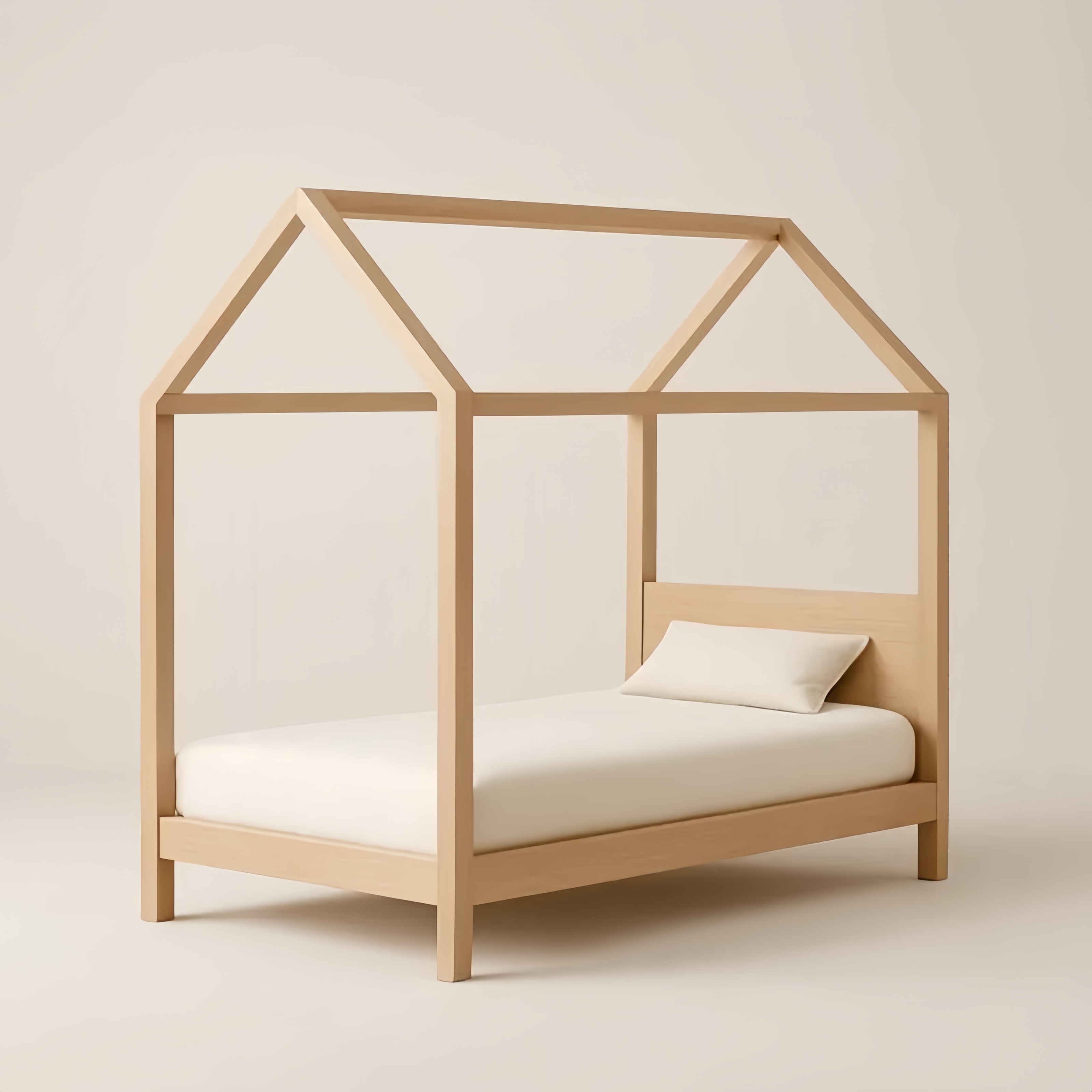 Lit cabane en bois 90x200 cm avec matelas