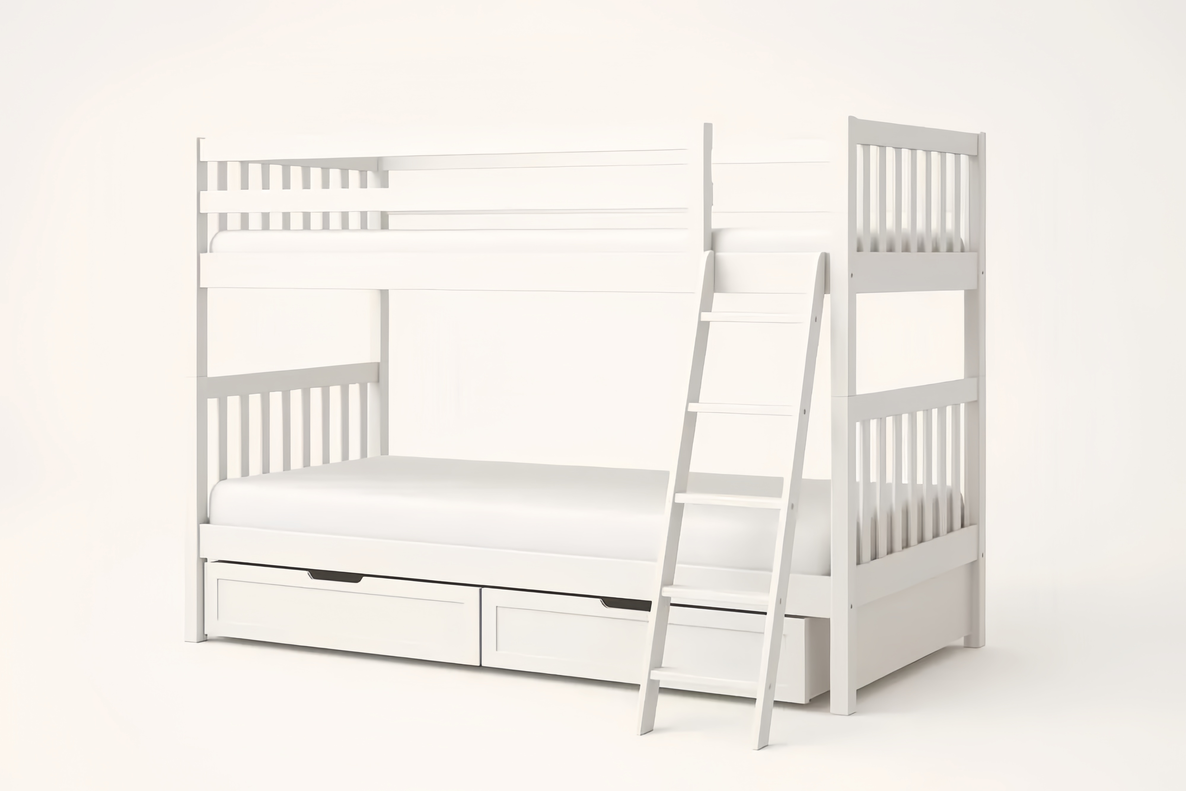 Lit superposé en bois blanc avec tiroirs 200x90 cm