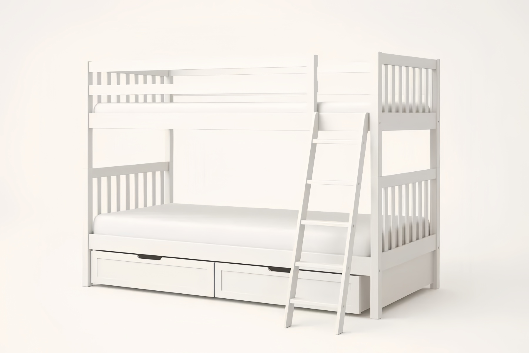 Lit superposé en bois blanc avec tiroirs 200x90 cm