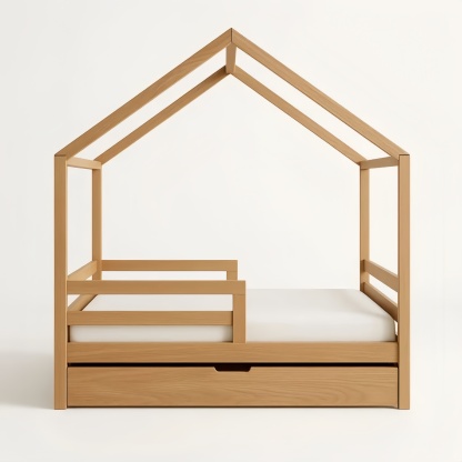 Lit Enfant en Bois de Chêne avec Tiroir de Rangement