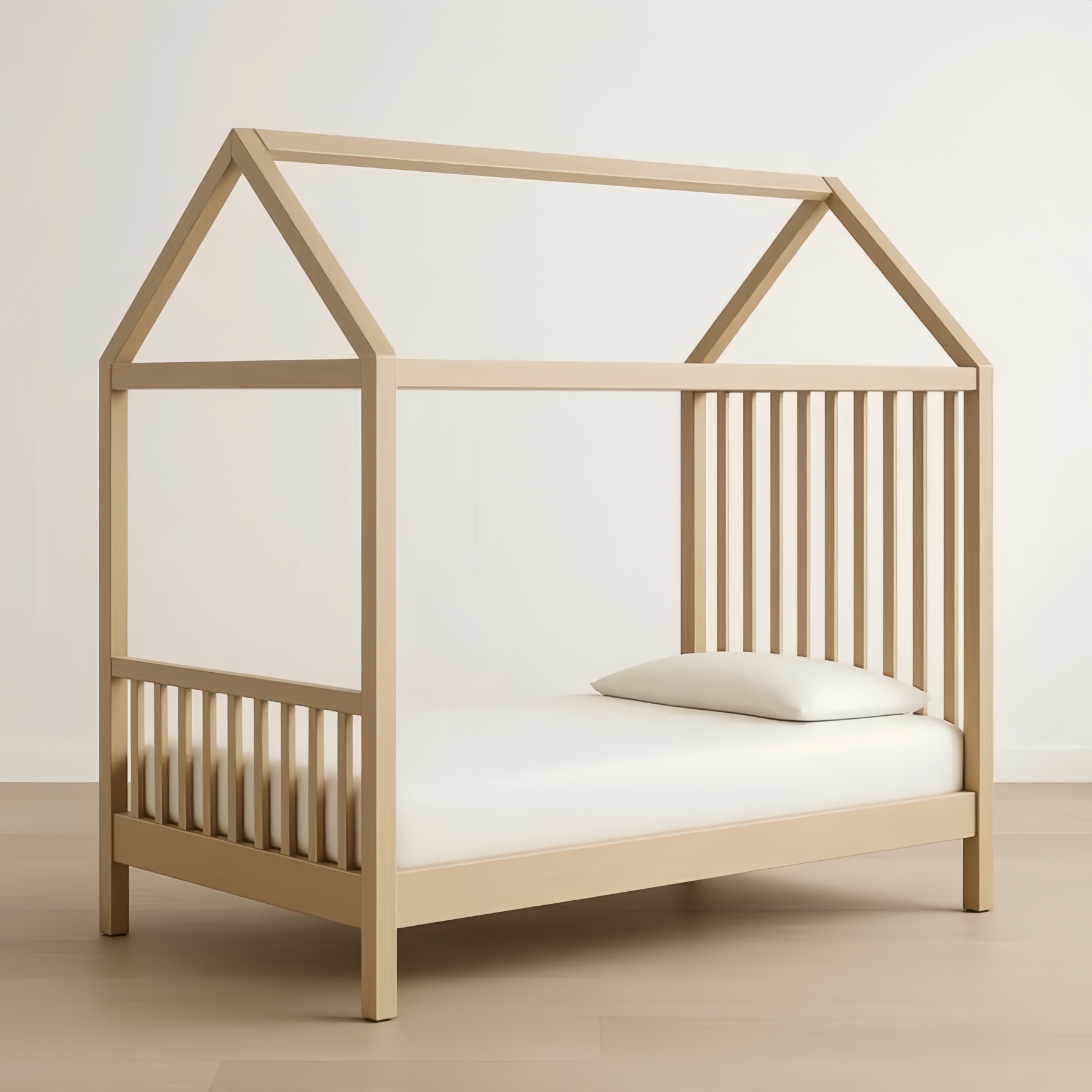 Lit cabane en bois avec matelas en mousse