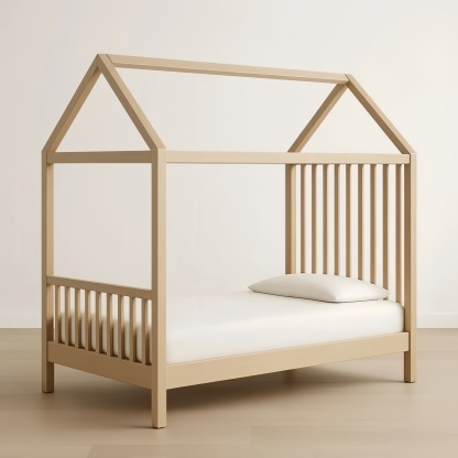 Lit cabane en bois avec matelas en mousse