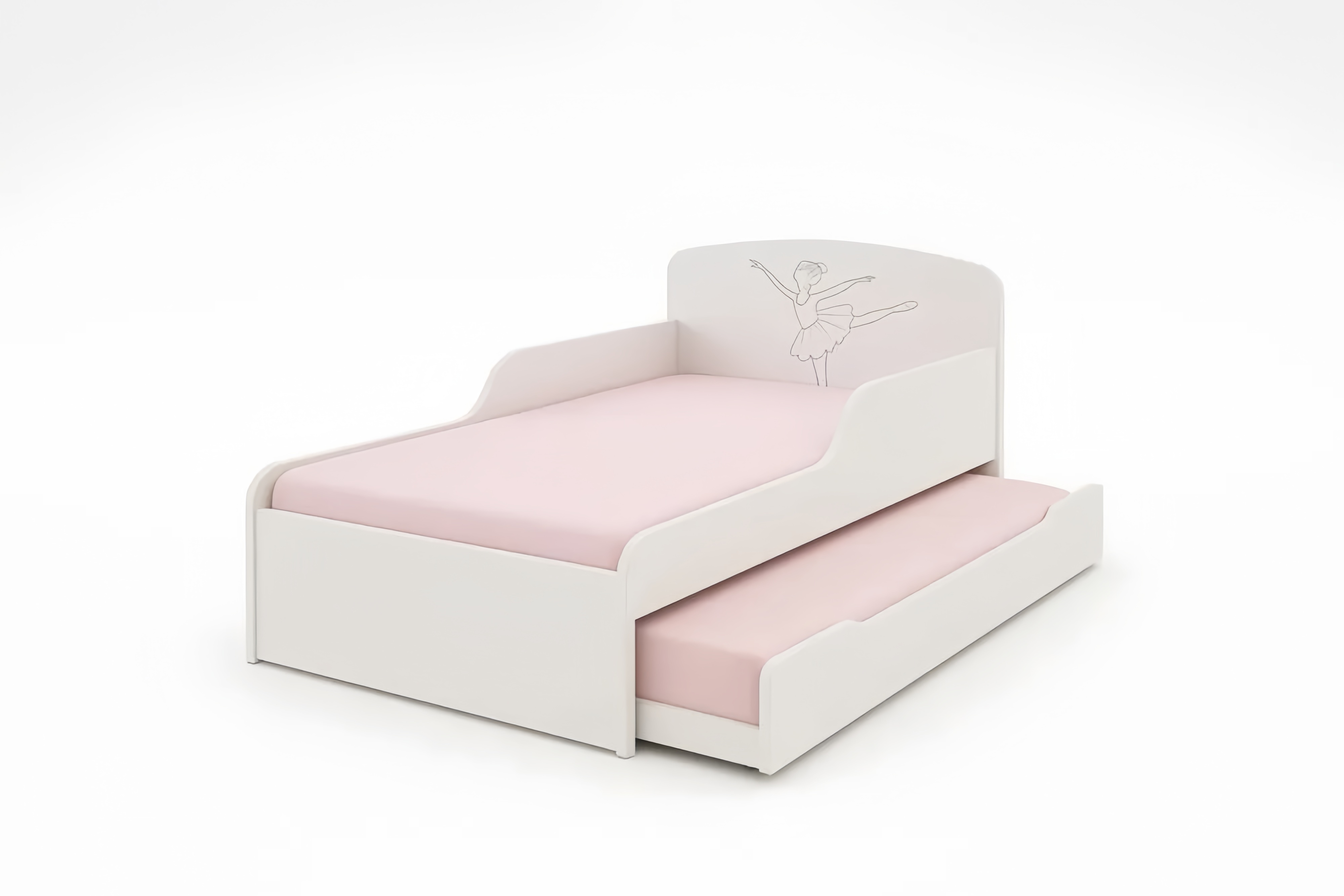 Lit enfant avec lit gigogne MDF blanc danseuse