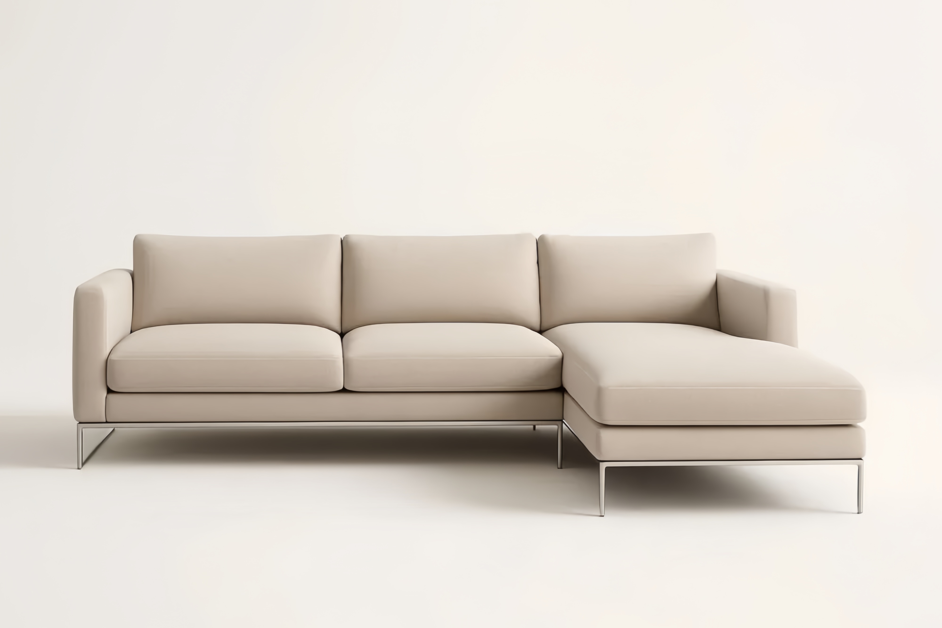 Canapé d'angle tissu beige structure métal