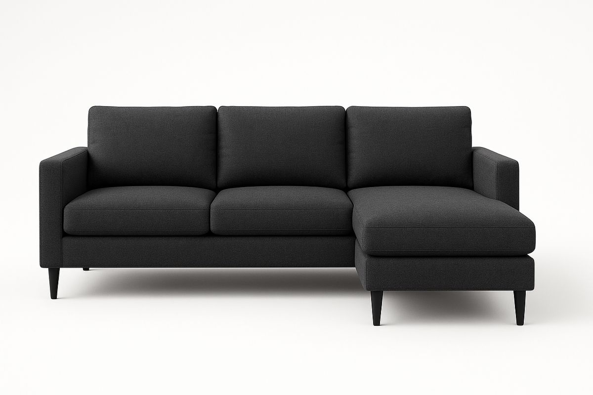Dark Grey Polyester Sectional Sofa with Chaise