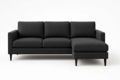 Dark Grey Polyester Sectional Sofa with Chaise