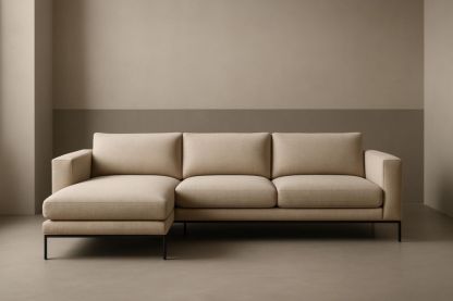 Canapé d'angle en tissu polyester beige