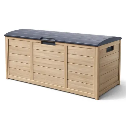 Aufbewahrungsbox Polypropylen Holzoptik 145 cm x 60 cm x 75 cm Natur/Anthrazit-Furnamix