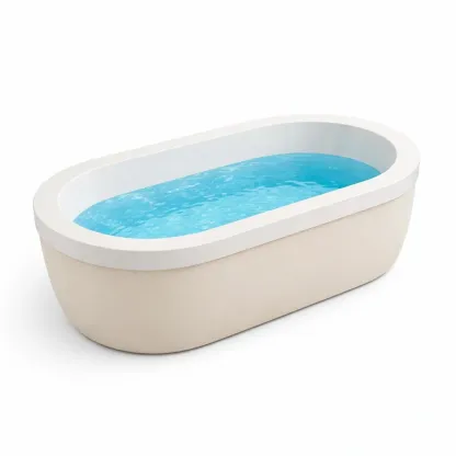 Badewanne Acryl Oval Beige/Weiß-Furnamix