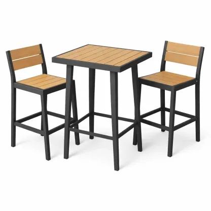 Bar-Set für Terrasse aus Stahl und Akazienholz-Furnamix