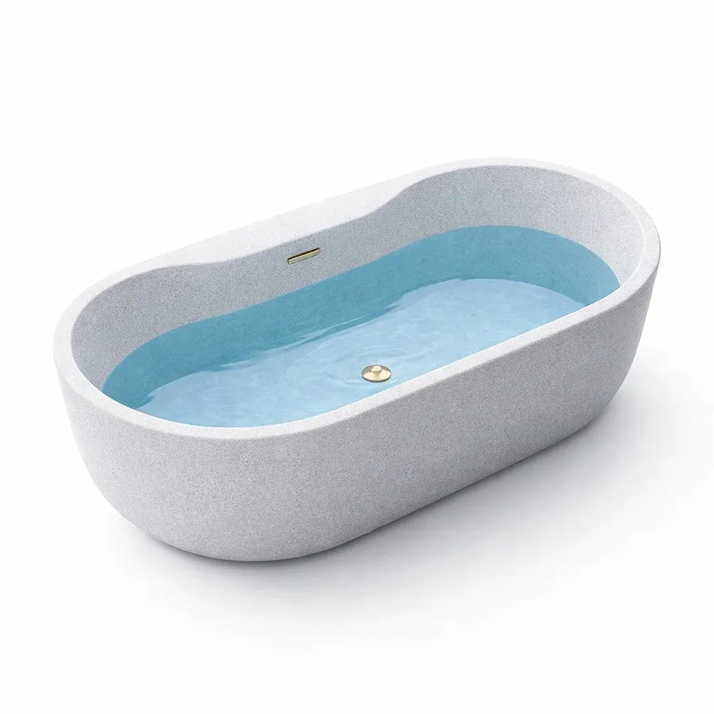 Badewanne Freistehend Mineralguss Oval Weiß-Furnamix