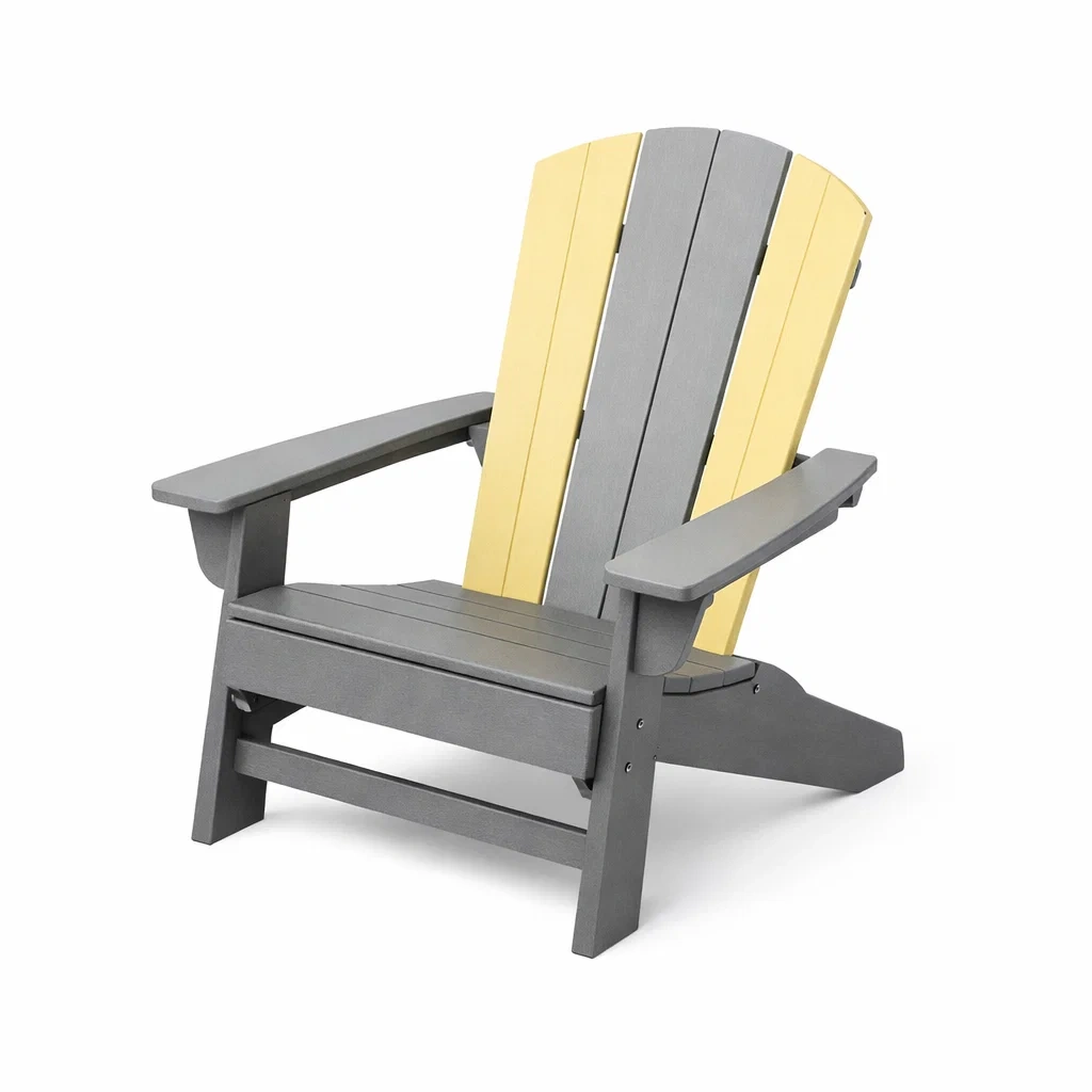 Adirondack-Stuhl Kunststoff Polyethylen Grau/Gelb-Furnamix