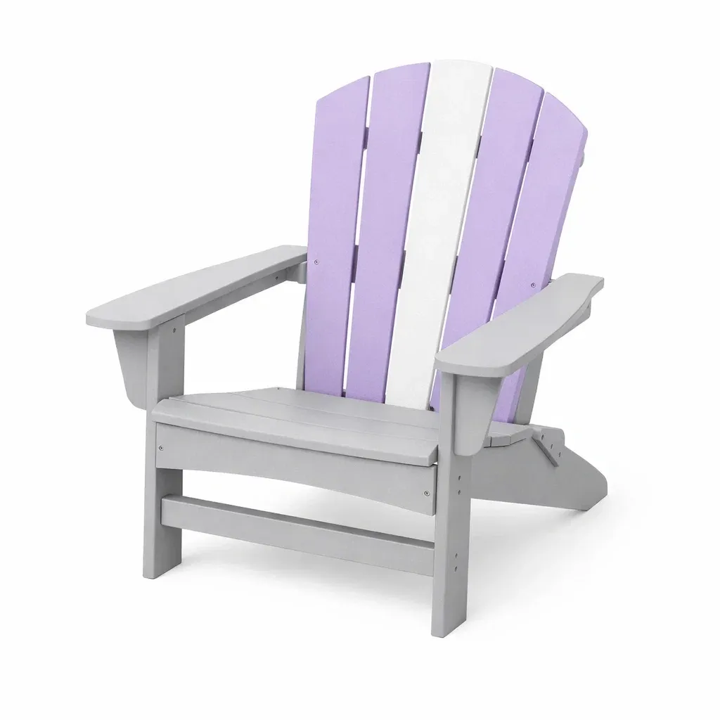 Adirondack-Stuhl Robuster HDPE-Kunststoff Lila/Weiß/Grau-Furnamix