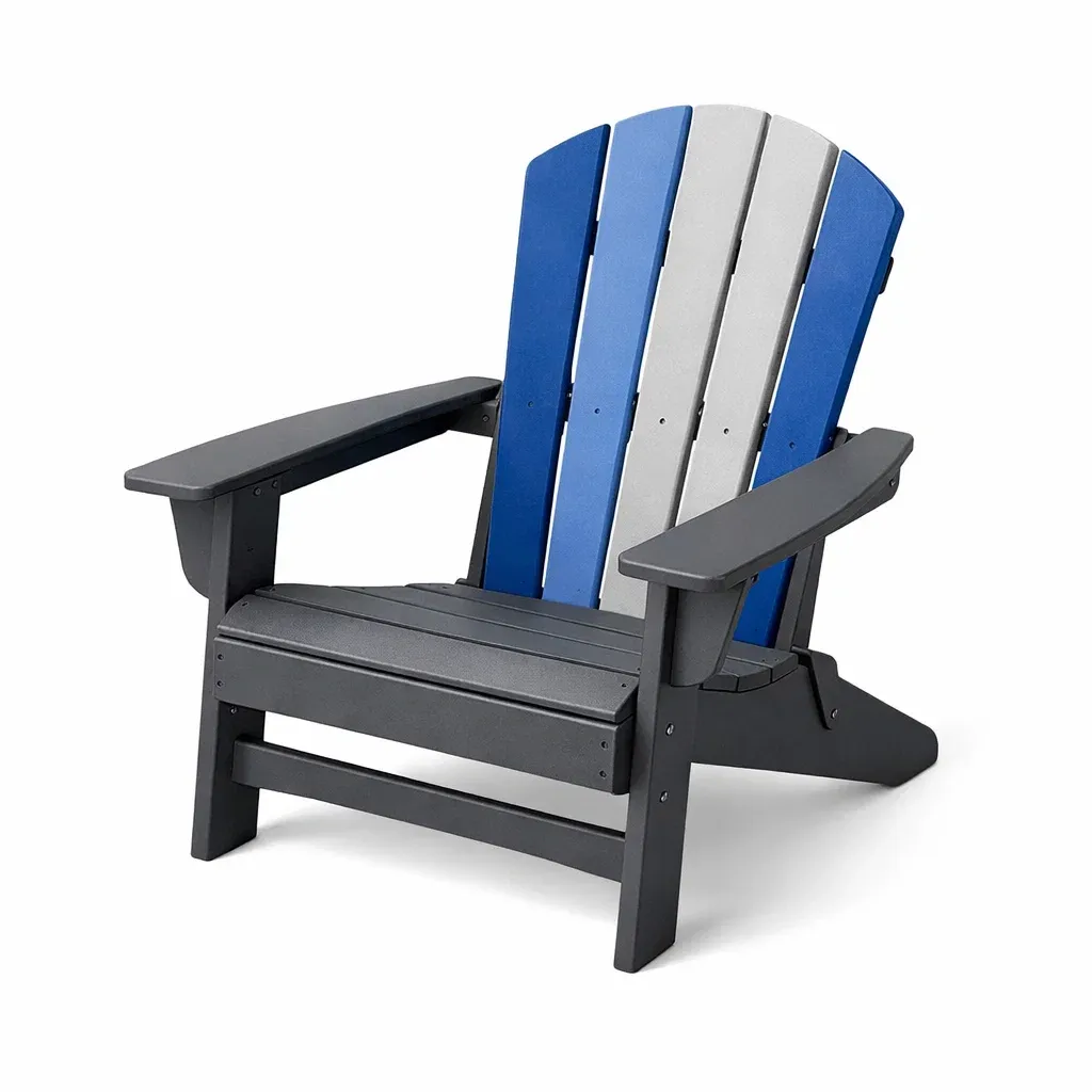 Adirondack-Stuhl HDPE Kunststoff Blau/Grau 90x86x90 cm-Furnamix