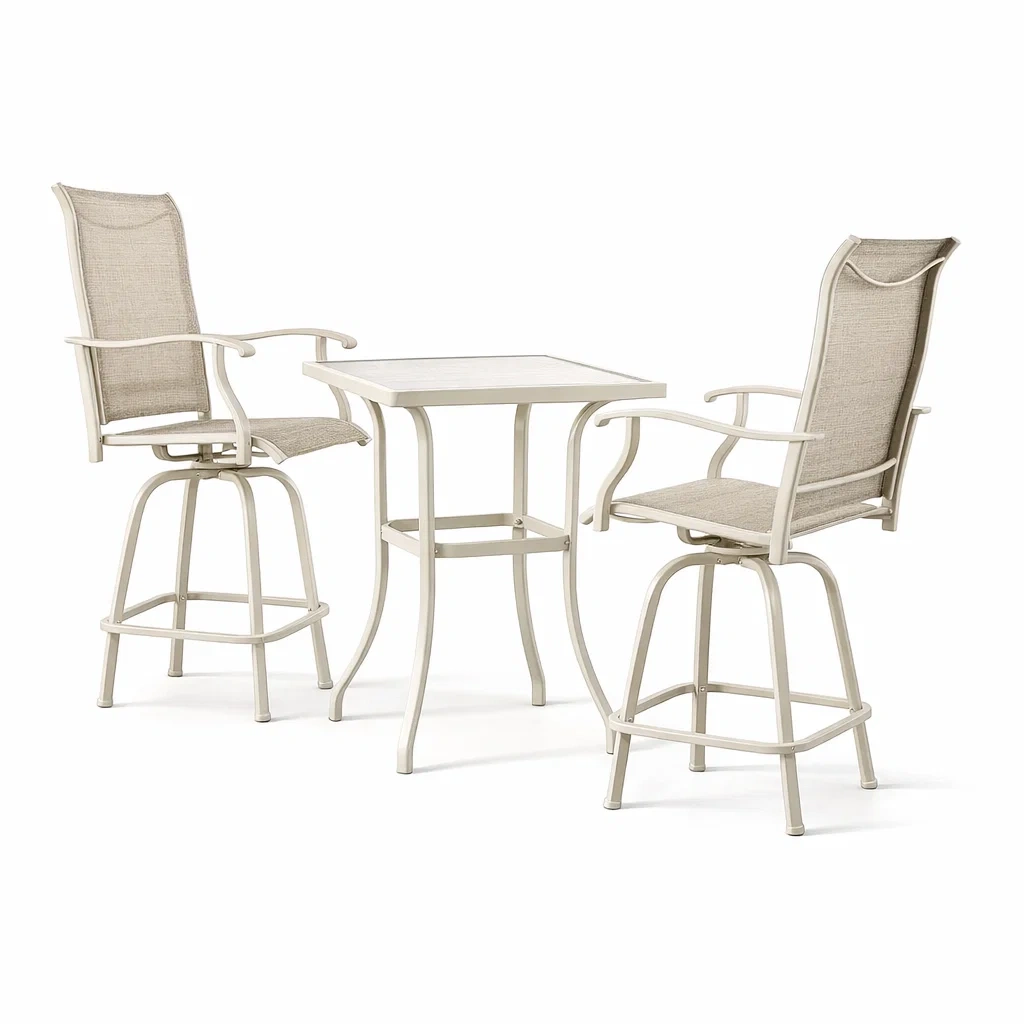 Bar-Set für Terrasse Gartenmöbel-Set Aluminium Barhocker Glas Tisch Beige-Furnamix