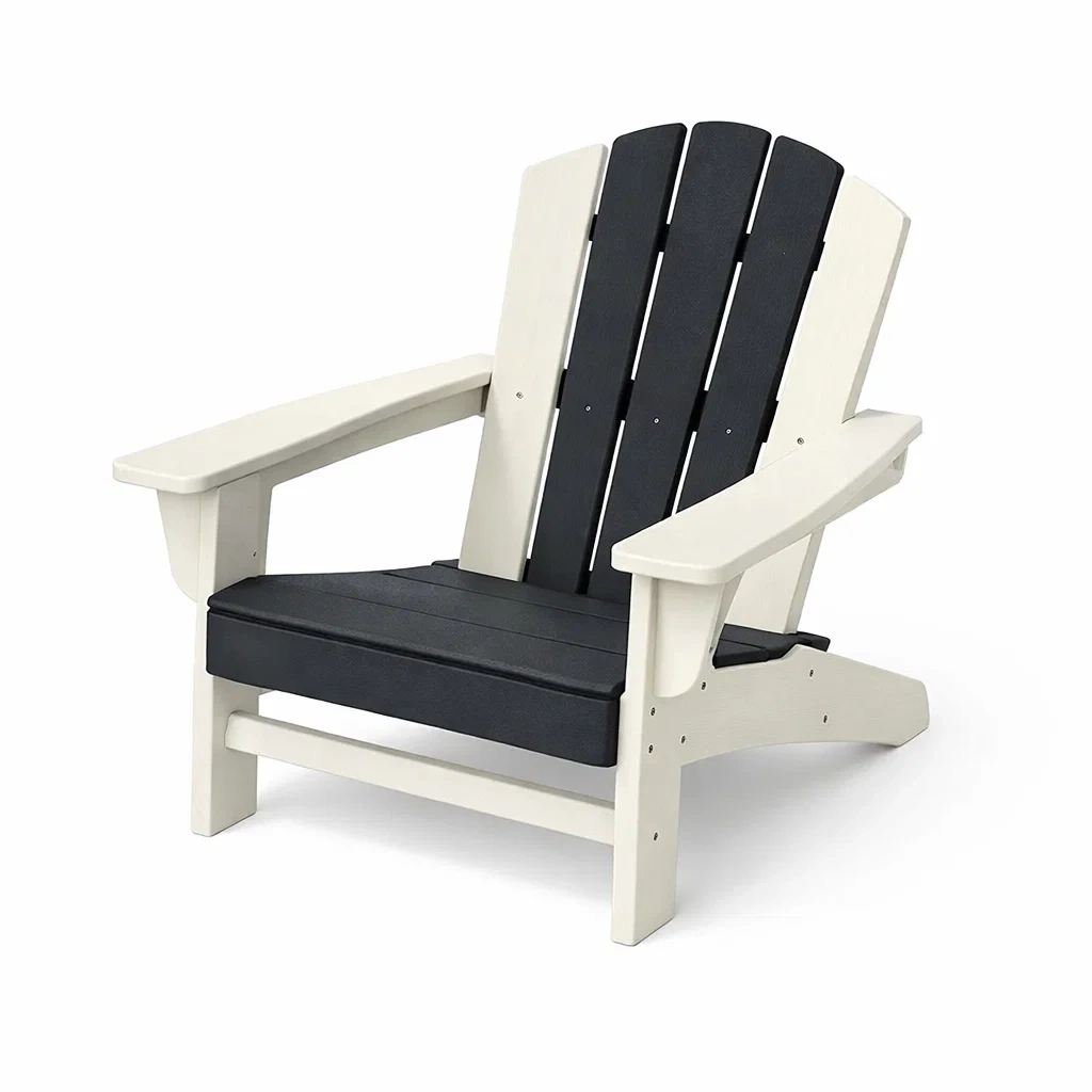 Adirondack-Stuhl Polyethylen Schwarz/Weiß-Furnamix