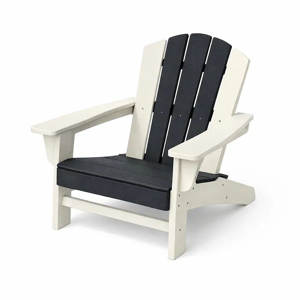 Adirondack-Stuhl Polyethylen Schwarz/Weiß-Furnamix