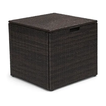 Aufbewahrungsbox Garten Polyrattan Braun 50x50x50 cm-Furnamix