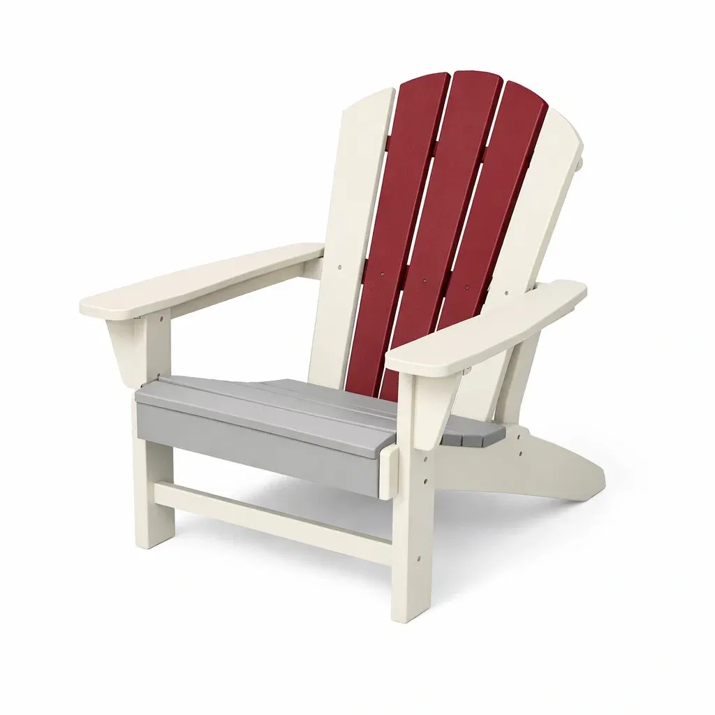 Adirondack-Stuhl aus Polyholz Elfenbein/Rot/Grau-Furnamix