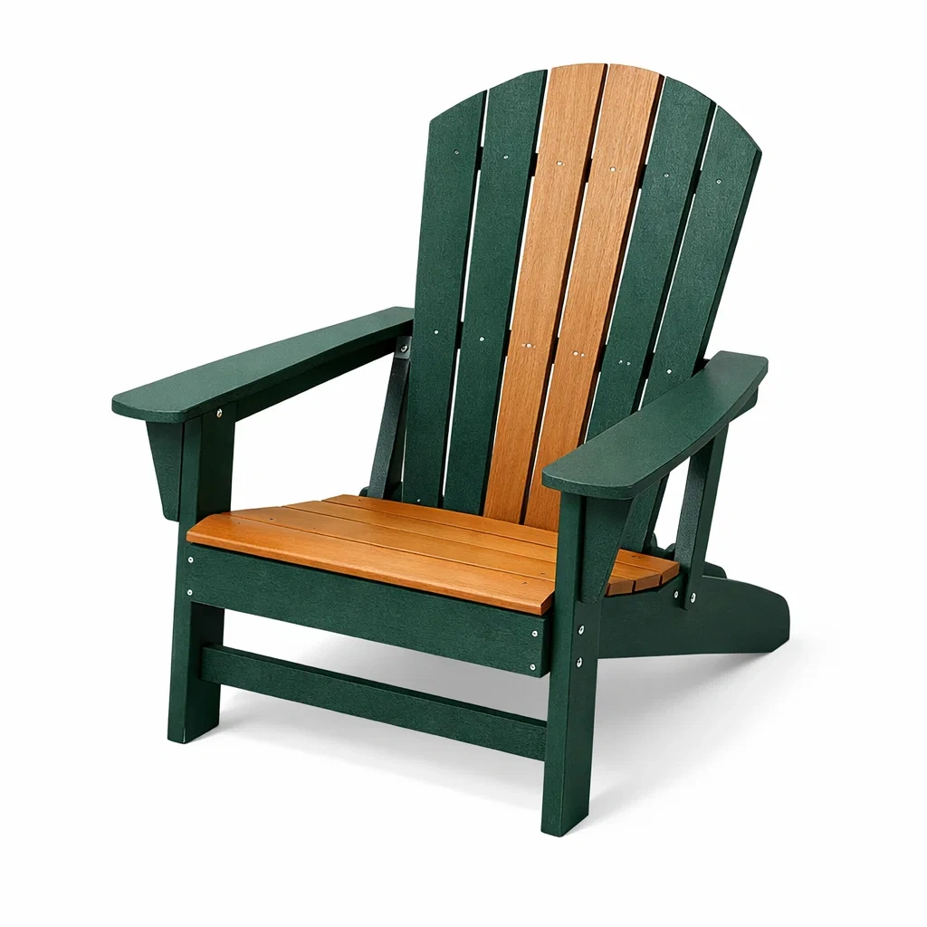 Adirondack-Stuhl Kunststoff Holzoptik Grün Natur-Furnamix