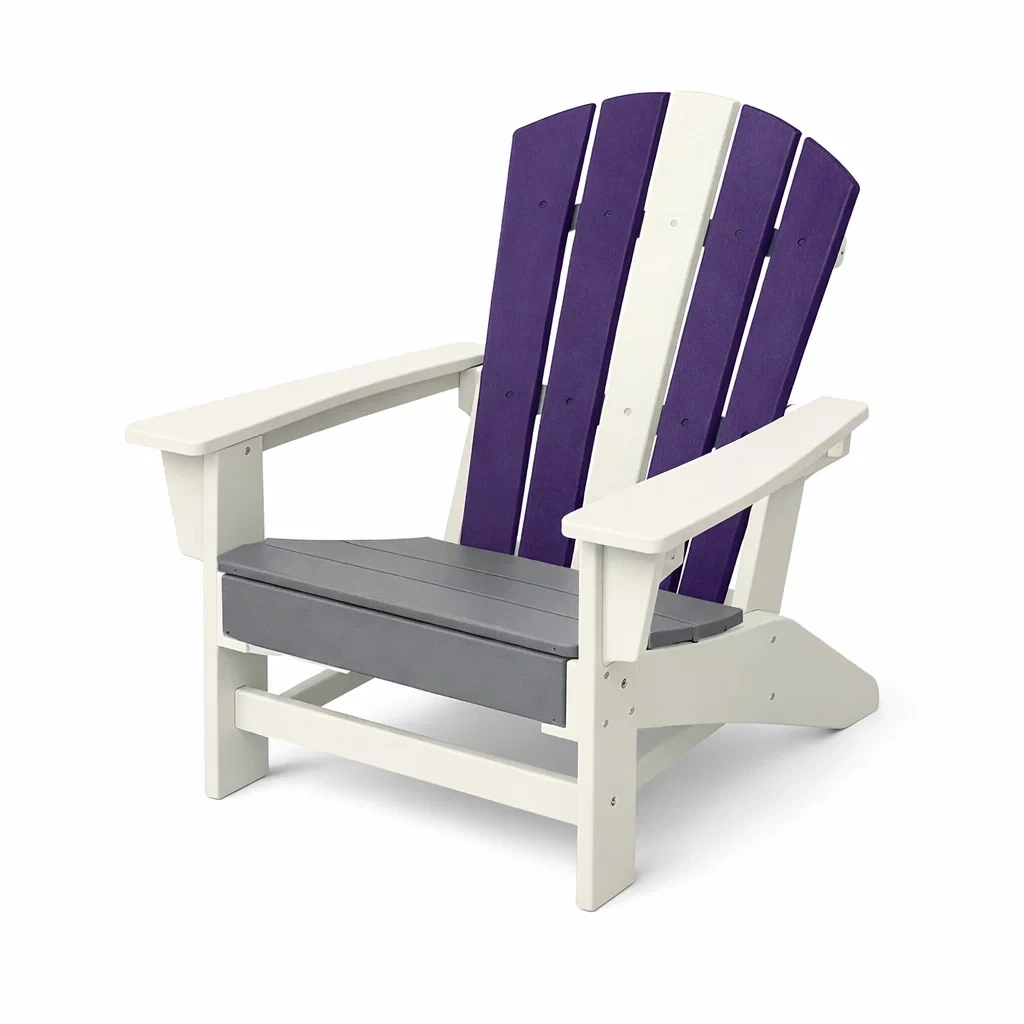 Adirondack-Stuhl aus HDPE Kunststoff Lila/Weiß/Grau 88cm x 79cm x 96cm-Furnamix