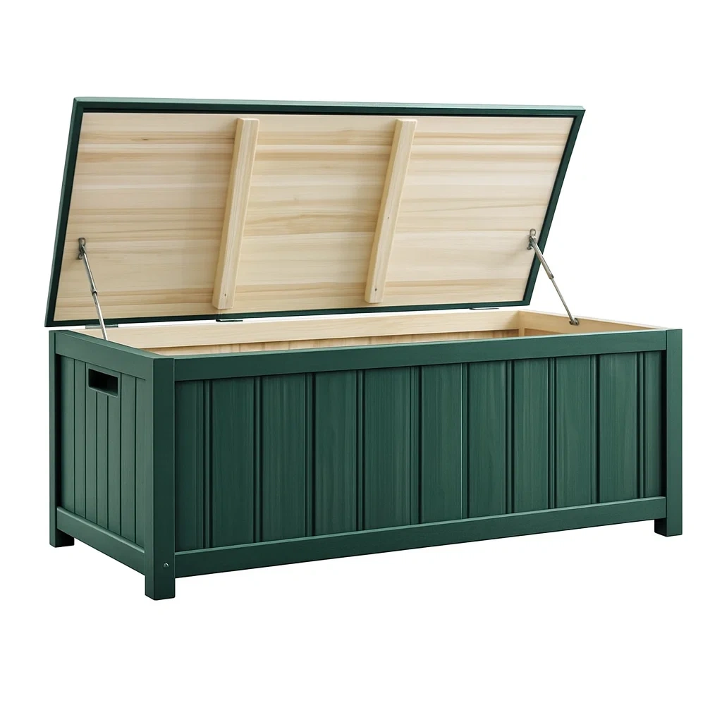 Aufbewahrungsbox Holz Kiefer 120x45x50 cm Grün/Natur-Furnamix