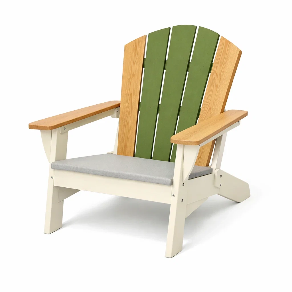 Adirondack-Stuhl Holz/Kunststoff Grün/Holz Natur/Weiß-Furnamix