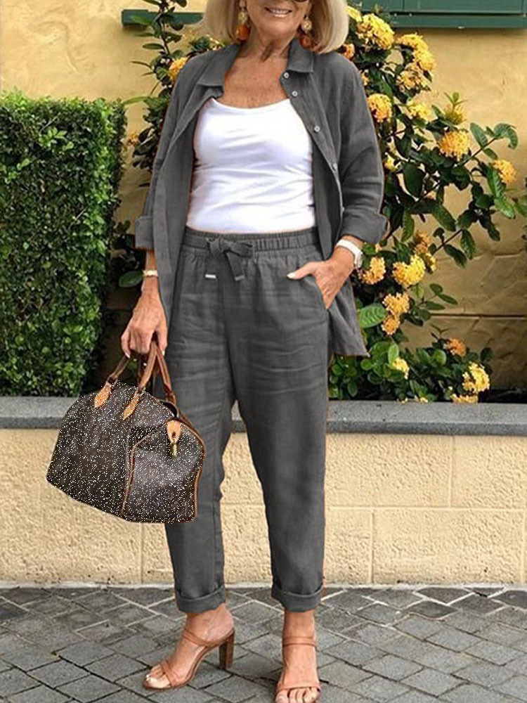 🌿🌿Solid Cotton Linen Women Suits  Casual