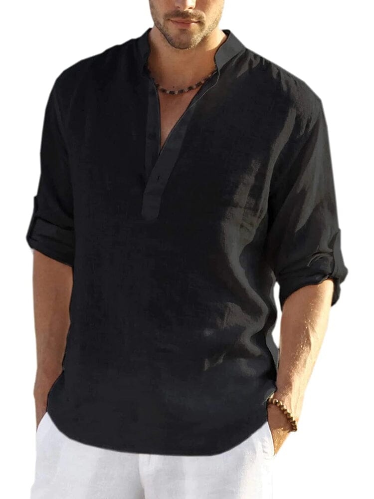 🔥🔥🔥Limited time sale 2026  Linen Style Henley Shirt (US Only)