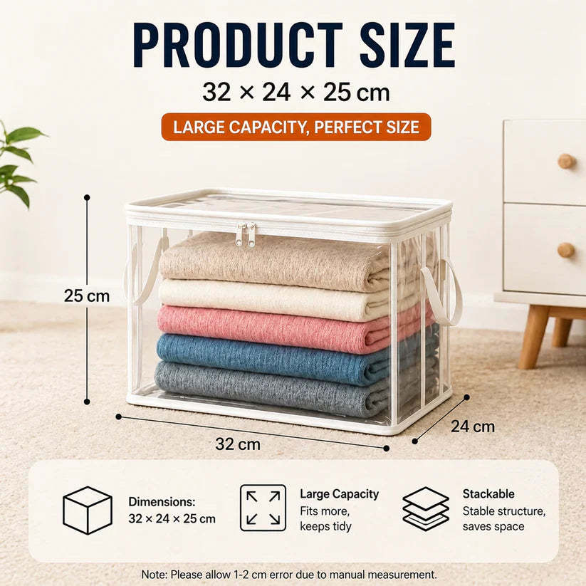 🔥Last Day 50% OFF📦Portable Large Heavy-Duty Thick Plastic Clear Storage Box with Hinged Lid | Home, Travel & Camping