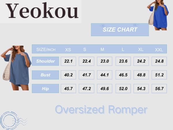 Yeokou Women's Oversized Athletic Jumpsuit Casual Romper Overall Workout Tee Hot Short Romper Yeokou Women's Oversized Athletic Jumpsuit Casual Romper Overall Workout Tee Hot Short Romper