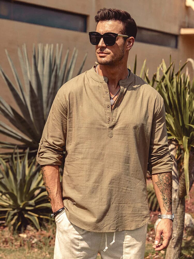🔥🔥🔥Limited time sale 2026  Linen Style Henley Shirt (US Only)