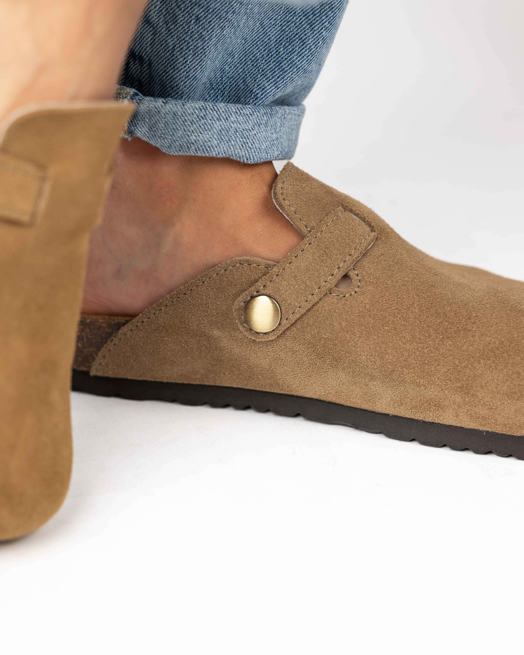 Wide Suede Sand Mules