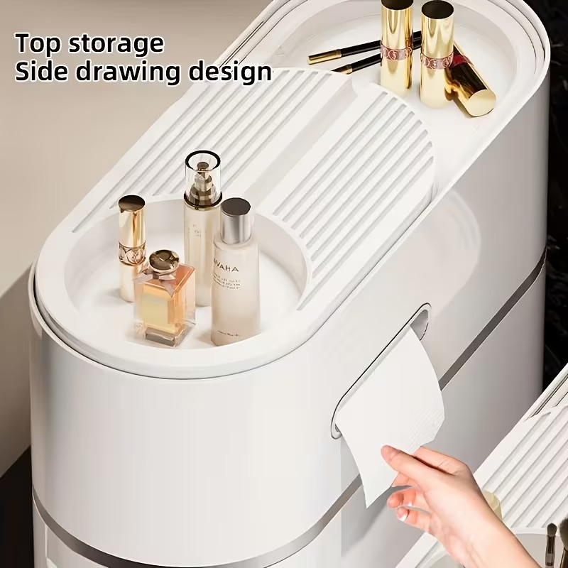 3/4 Layer White Slit Pull-out Cabinet Can Be Used to Put Paper Towels, Multi-functional Household Bathroom Racks, Shower Supplies Lockers, Used in Bathrooms, Kitchens, Living Rooms and Other Scenes, a Good Helper for Household Storage