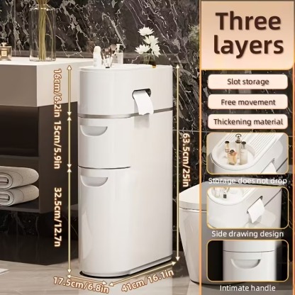 3/4 Layer White Slit Pull-out Cabinet Can Be Used to Put Paper Towels, Multi-functional Household Bathroom Racks, Shower Supplies Lockers, Used in Bathrooms, Kitchens, Living Rooms and Other Scenes, a Good Helper for Household Storage