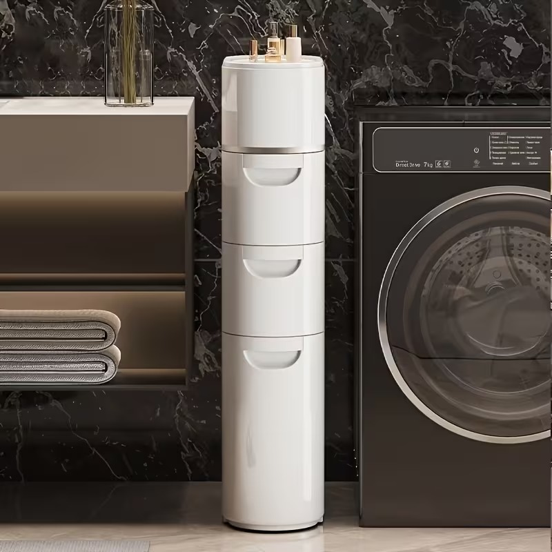 3/4 Layer White Slit Pull-out Cabinet Can Be Used to Put Paper Towels, Multi-functional Household Bathroom Racks, Shower Supplies Lockers, Used in Bathrooms, Kitchens, Living Rooms and Other Scenes, a Good Helper for Household Storage