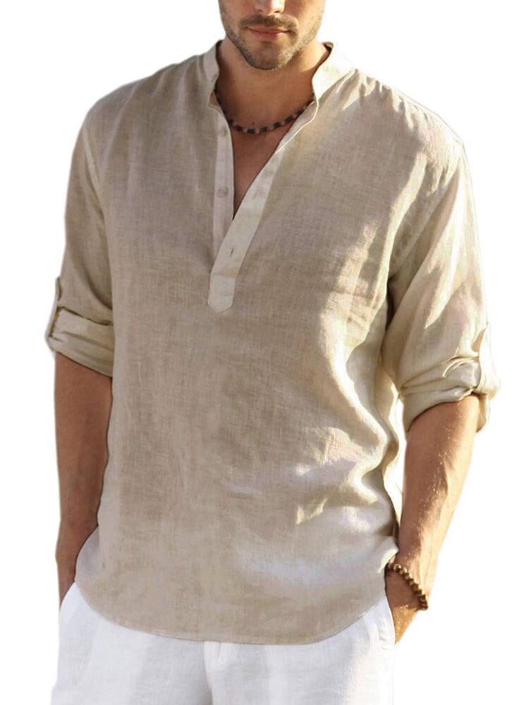 🔥🔥🔥Limited time sale 2026  Linen Style Henley Shirt (US Only)
