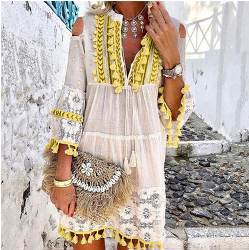 🌿🌿50% OFF !!  Women's Loose Cotton Linen Embroidered Dress👗
