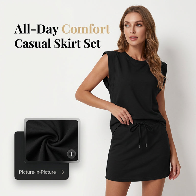 🌿🌿Last day 50%OFF Modern Sleeveless Top and Drawstring Skirt Outfit Set