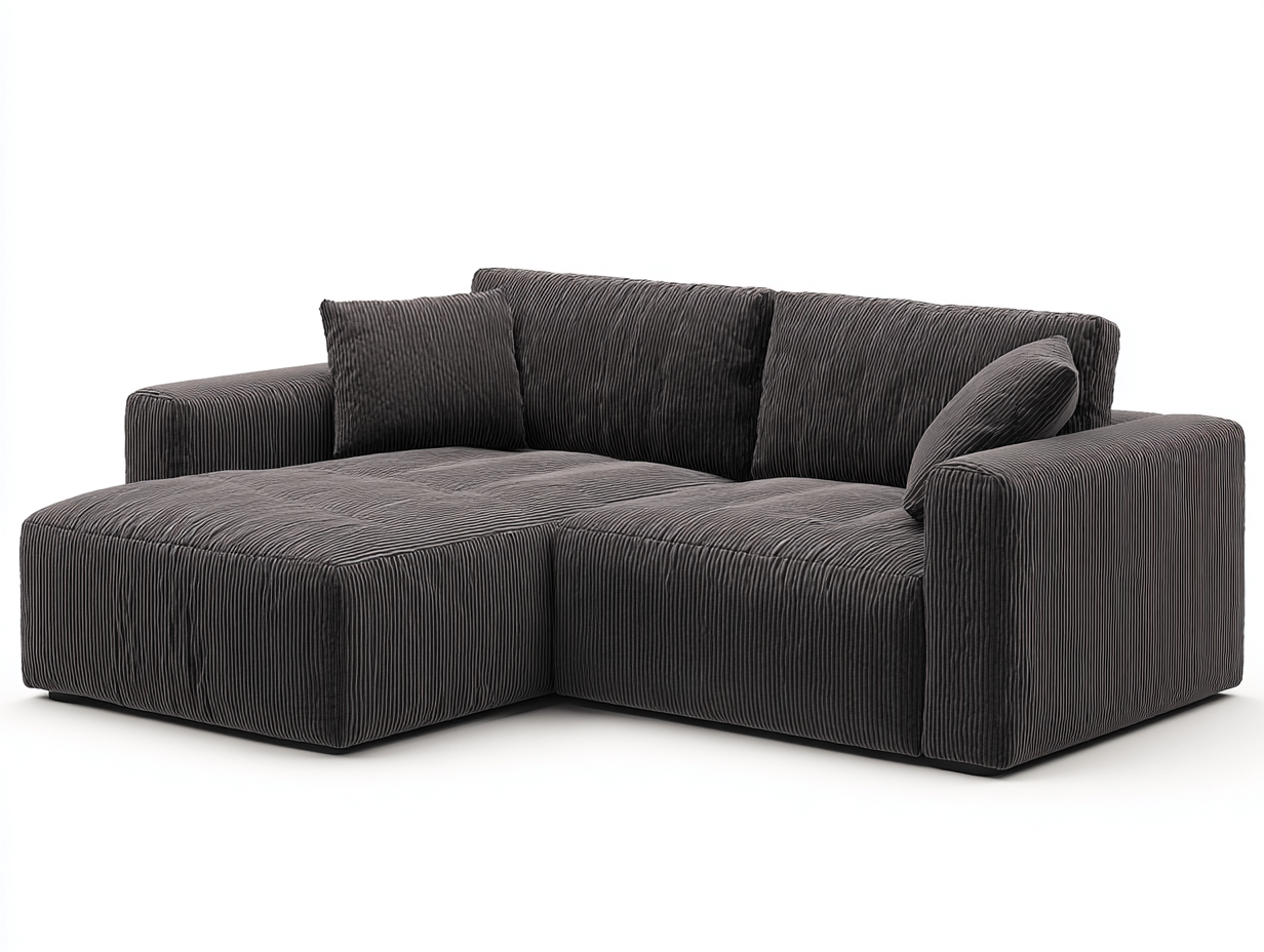 Ecksofa Cordstoff 240x160x85 cm - dunkelgrau - Wohnzimmer - Sofa mit Chaiselongue