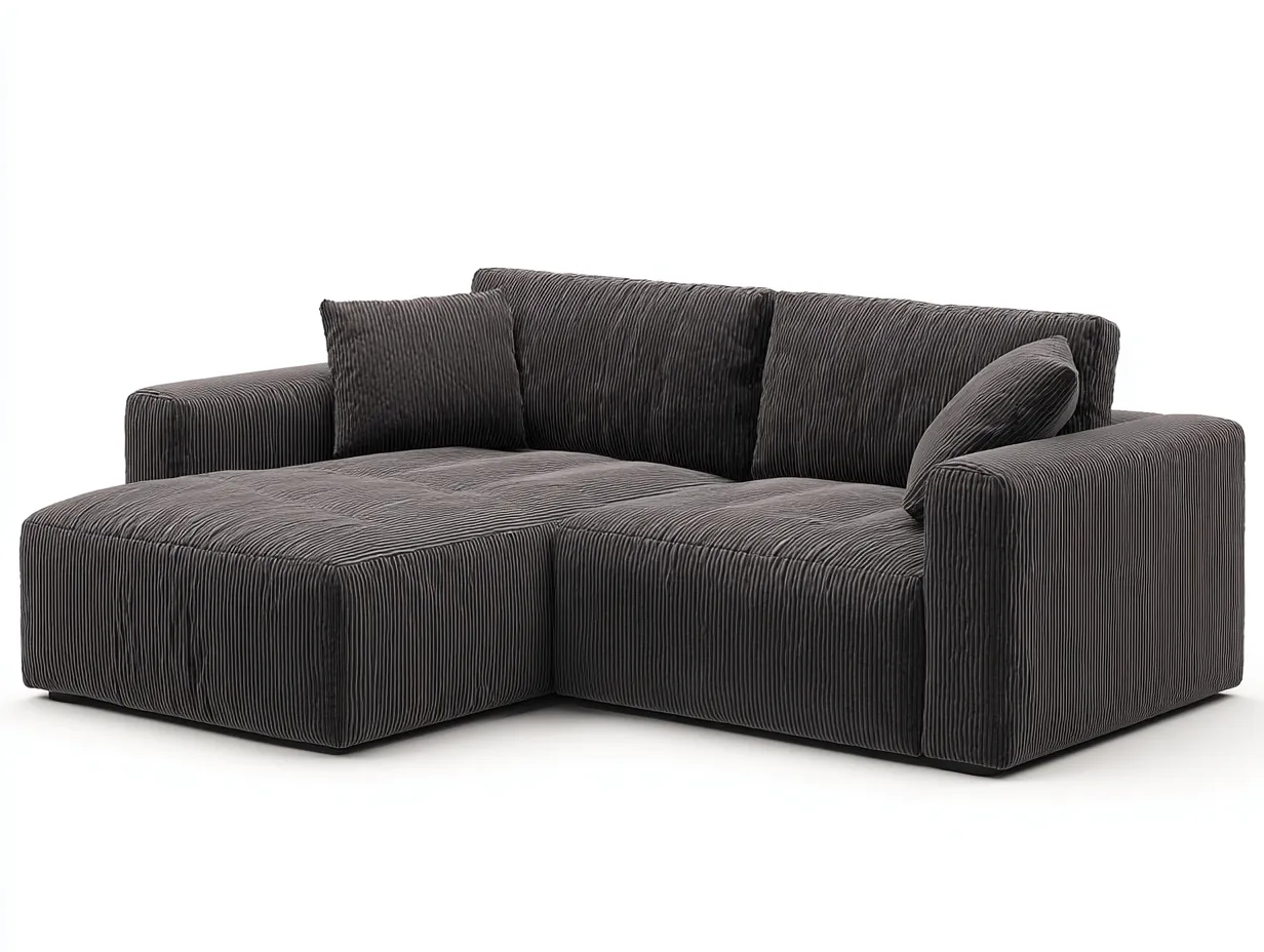 Ecksofa Cordstoff 240x160x85 cm - dunkelgrau - Wohnzimmer - Sofa mit Chaiselongue