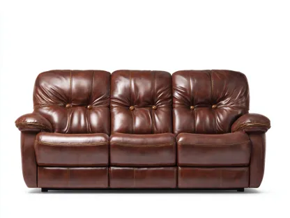 3-Sitzer Sofa Echtleder 205x95x100 cm - braun - Wohnzimmer - Komfortsofa mit gepolsterter Rückenlehne-Livingota