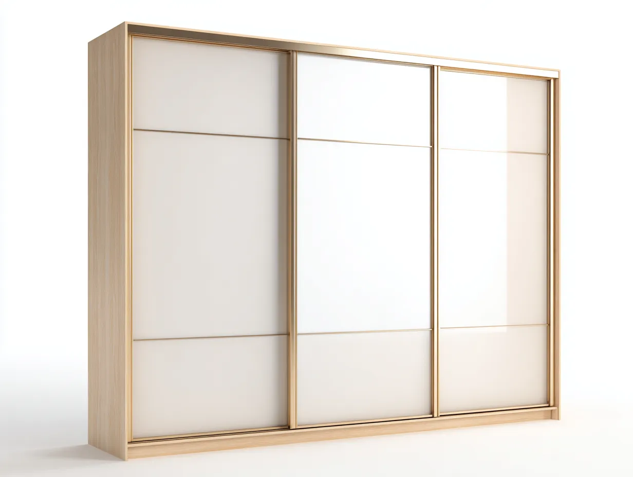 Schiebetürenschrank Holz Glas 240x60x220 cm - helles Holz/transparent - Schlafzimmer - Kleiderschrank mit Schiebetüren-Livingota