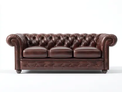 3-Sitzer Sofa Echtleder 225x95x75cm - braun - für Wohnzimmer - klassisches Chesterfield-Design