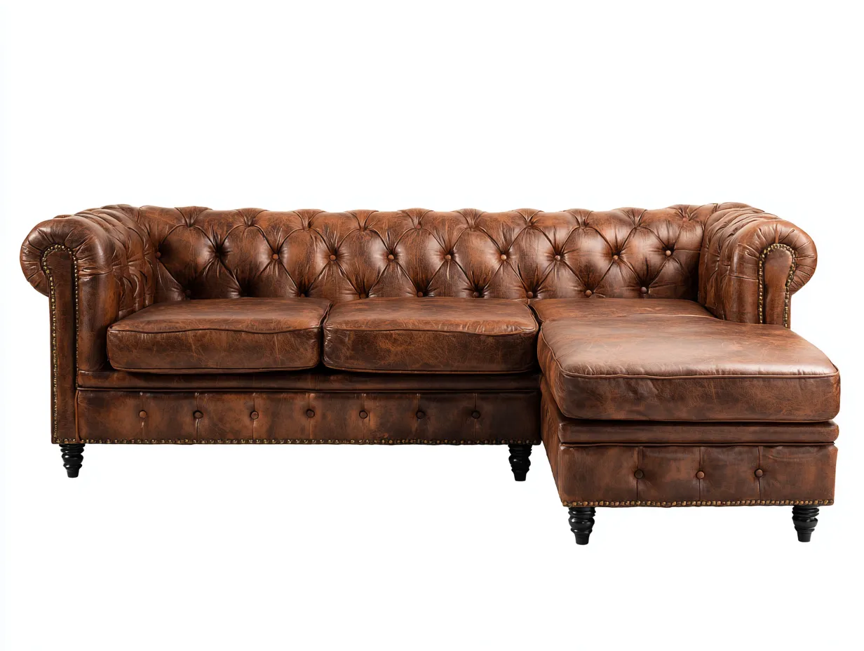 Ecksofa Leder 265x160x85 cm - braun - Wohnzimmer - gepolstertes Sofa mit Relaxfläche