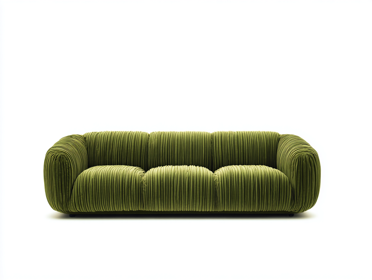 3-Sitzer Sofa Cordstoff 220x95x80cm - grün - für Wohnzimmer - modernes Komfortdesign